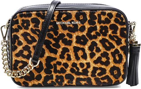 michael kors black and lepoard purse|Michael Kors leopard crossbody purse.